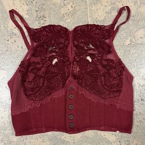 Free People Keyhole Crop Top Burgundy Size S